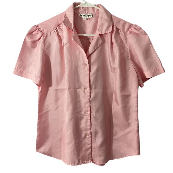 Vintage 70’s Stuart Lang Pink Blouse SS Top Size 6 Polyester - Picture 1 of 6